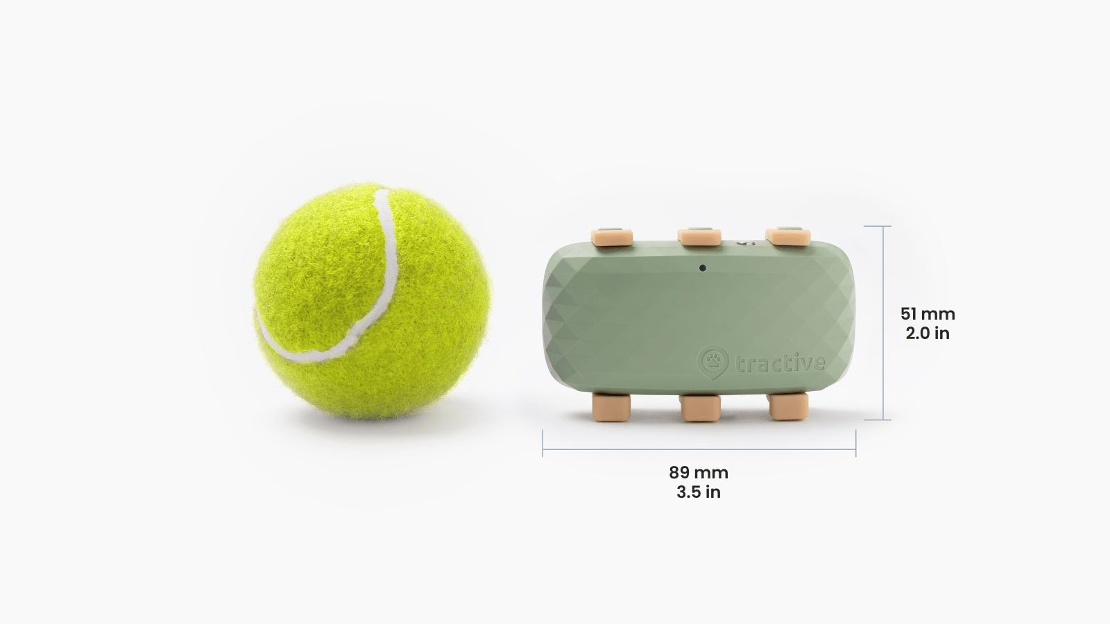 Taille du GPS par rapport à une balle de tennis